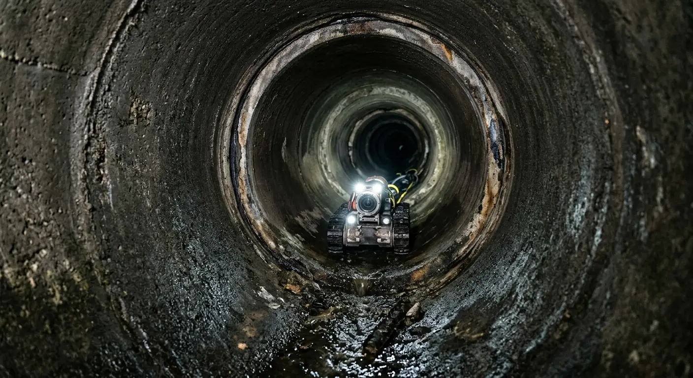 Robotic sewer camera inspecting pipe interior for Drain Snake Service in Arnold